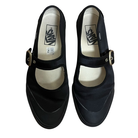 Vans Black Mary Jane Buckle Satin Rubber Flats — 7.5 - Picture 3 of 12